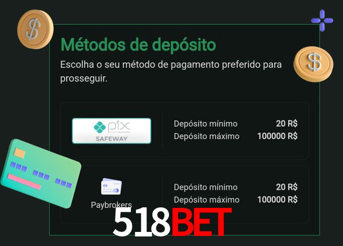 O cassino 518BET oferece uma grande variedade de métodos de pagamento
